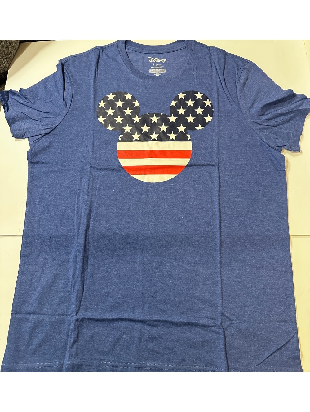 Disney Mickey Mouse American flag graphic T shirt blue L